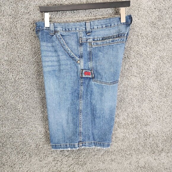 VTG JNCO Jean Shorts 35X12 Blue Crown Skater Streetwear Crown Wide Leg Baggy Y2k - Picture 9 of 16